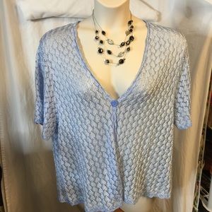 Maggie Barnes Blue short sleeve cardigan 4x